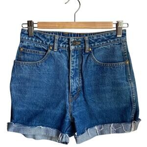 VTG‎ SASSON Cut Off Denim Shorts SZ 4 / Junior 9 Blue High Rise Raw Hem 90s Y2K